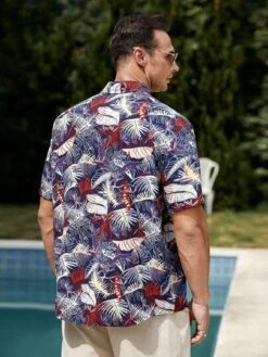 Manfinity RSRT Men Plus Tropical Print Button Up Shirt