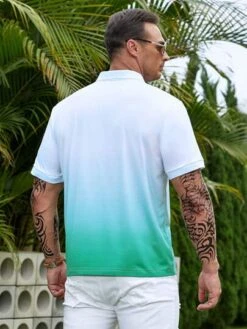 Manfinity Homme Men Letter Graphic Ombre Polo Shirt