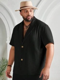 Manfinity RSRT Men Plus Solid Button Front Shirt -Man Plus Fashion 16868868577e9a8322f15f98fccadb71bc2da73404 thumbnail 405x552