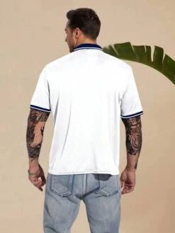 Manfinity Sporsity Men Color Block Striped Trim Polo Shirt