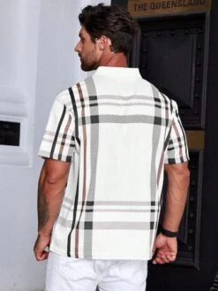 Manfinity Homme Men Plaid Print Polo Shirt