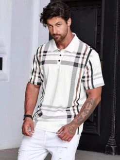 Manfinity Homme Men Plaid Print Polo Shirt -Man Plus Fashion 168696003608014402f286b77857c89a5fc3bc67a6 thumbnail 405x552