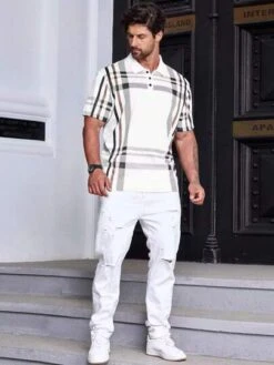 Manfinity Homme Men Plaid Print Polo Shirt -Man Plus Fashion 16869600380ce02433a801468d471e456693ddb110 thumbnail 405x552