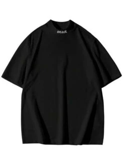 Manfinity Homme Men Letter Embroidery Mock Neck Tee -Man Plus Fashion 1687165282857d7230b704f46558f7b6e610e2e35c thumbnail 405x552