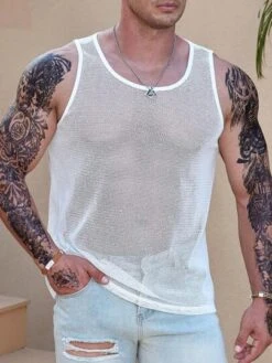 Manfinity Homme Men Plus Contrast Binding Tank Top -Man Plus Fashion 16871653295e76c088e52242d95d3a3e043abc8303 thumbnail 405x552