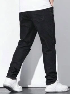 Men Plus Ripped Frayed Cat Scratch Jeans