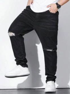 Men Plus Ripped Frayed Cat Scratch Jeans -Man Plus Fashion 1687745094c910e514e66261d40da362bed6666331 thumbnail 405x552
