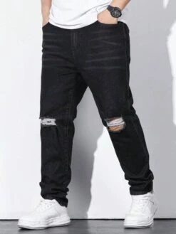 Men Plus Ripped Frayed Cat Scratch Jeans -Man Plus Fashion 1687745099564ff6f6313faa85ffd8747ff42e89ff thumbnail 405x552