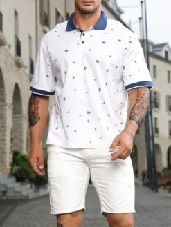 Manfinity Homme Men Plus Allover Print Contrast Trim Polo Shirt -Man Plus Fashion 1687833958698704d3a57f45dd1d03d418fb0819c4 thumbnail 405x552