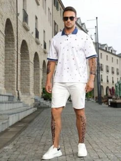 Manfinity Homme Men Plus Allover Print Contrast Trim Polo Shirt -Man Plus Fashion 16878339629166acbdf52665edaa439690a2614b63 thumbnail 405x552