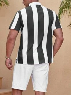 Men Plus Striped Print Shirt Without Tee