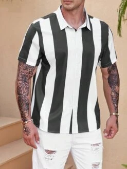 Men Plus Striped Print Shirt Without Tee -Man Plus Fashion 1687920633f8d23e7935fd8d1b67e738f176ac6a69 thumbnail 405x552