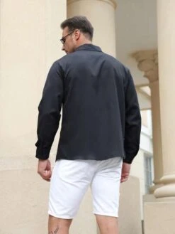 Manfinity Homme Men Plus Contrast Trim Button Up Shirt