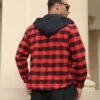 Manfinity Homme Men Plus Buffalo Plaid Print Drawstring Hooded Shirt