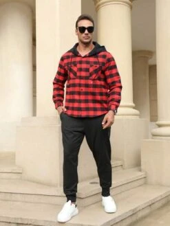 Manfinity Homme Men Plus Buffalo Plaid Print Drawstring Hooded Shirt -Man Plus Fashion 168793527043ee54c82f94dbf9fc287901f8be5d5c thumbnail 405x552