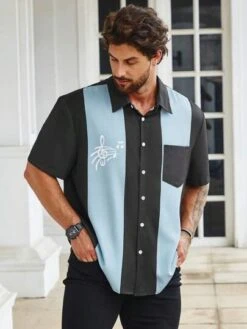 SHEIN Manfinity Homme Men Plus Colorblock Pocket Front Shirt -Man Plus Fashion 1688095547d6b1fccfe40c620610935a81831649ab thumbnail 405x552