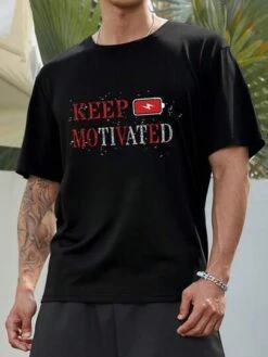 Manfinity LEGND Men Battery & Slogan Graphic Tee -Man Plus Fashion 1688374897ca626fc3be8272e13b76e74435266d5e thumbnail 405x552