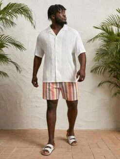 Manfinity RSRT Men Plus Striped Print Drawstring Waist Shorts -Man Plus Fashion 16884399181f652bc1b39fbb21cd623d4dabec77cf thumbnail 405x552