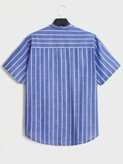 SHEIN Manfinity Homme Men Plus Striped Print Half Button Shirt