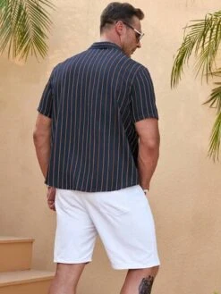 Men Plus Striped Print Shirt