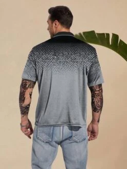 Men Plus Geo Print Polo Shirt
