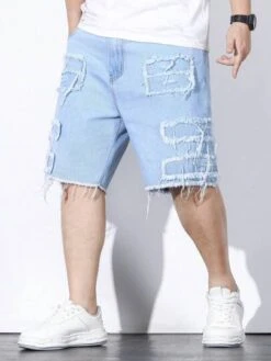 Men Plus Ripped Frayed Raw Trim Denim Shorts -Man Plus Fashion 1689214015a0c2c02bafff87a77dc6fdb114ba0538 thumbnail 405x552