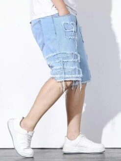 Men Plus Ripped Frayed Raw Trim Denim Shorts -Man Plus Fashion 16892140178fc02a005323413f9e40b1ee49a9c963 thumbnail 405x552