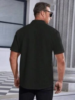 Men Plus Solid Button Up Shirt