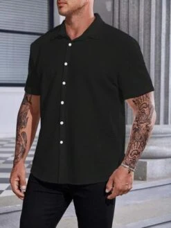 Men Plus Solid Button Up Shirt -Man Plus Fashion 1689304012a9d4a48232d54e6407a64b23beec4d80 thumbnail 405x552