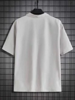 SHEIN Manfinity Sporsity Men Plus Letter Graphic Button Front Shirt