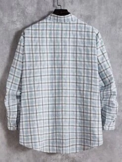 SHEIN Manfinity Hypemode Men Plus Plaid Print Pocket Patched Shirt