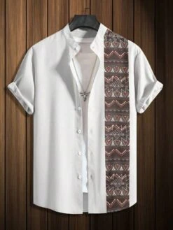 Manfinity RSRT Men Plus Geo Print Button Up Shirt -Man Plus Fashion 168966954983287197c33800d06ac425654dd340db thumbnail 405x552