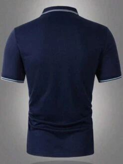 Manfinity Homme Men Plus Letter Graphic Striped Trim Polo Shirt