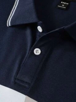 Manfinity Homme Men Plus Letter Graphic Striped Trim Polo Shirt -Man Plus Fashion 1689840799c84966f3c2e5fd64081c8e5a7e9825fb thumbnail 405x552