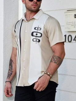 Men Plus Striped Print Colorblock Shirt -Man Plus Fashion 16899076593a5324210e54a3832aeee7f099d02537 thumbnail 405x552