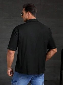 SHEIN Manfinity Hypemode Men Plus Flap Pocket Top-stitching Shirt