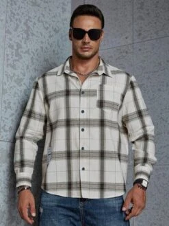 SHEIN Manfinity Homme Men Plus Plaid Print Patched Detail Shirt -Man Plus Fashion 1690099005901caaffcf9e9a5f157dcddbf78f832c thumbnail 405x552