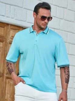 SHEIN Men Plus Striped Trim Polo Shirt -Man Plus Fashion 1690255977f958f7fc3eb64c81bc6b0720824391f6 thumbnail 405x552