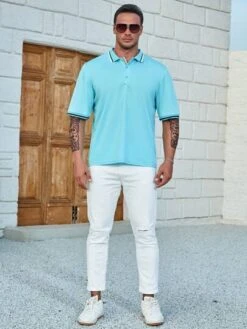 SHEIN Men Plus Striped Trim Polo Shirt -Man Plus Fashion 1690255979194e331d5df34694e10aad1a46edc149 thumbnail 405x552