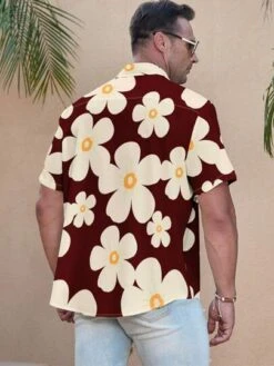 Men Plus Floral Print Shirt