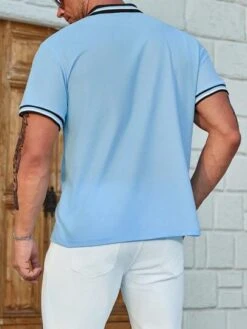 Manfinity Homme Men Plus Striped Trim Polo Shirt