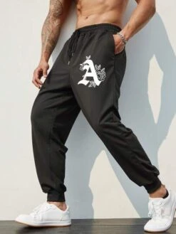 SHEIN Manfinity Homme Men Plus Letter Graphic Drawstring Waist Sweatpants -Man Plus Fashion 1690369307776460e0a478ef15e4fff6056557b89d thumbnail 405x552