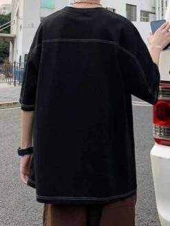 Men Plus Top-stitching Drop Shoulder Tee