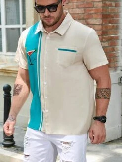 Men Plus Beverage & Colorblock Pocket Patched Shirt -Man Plus Fashion 1690884966dc3c90678a14e807ed5528de2ae4259c thumbnail 405x552
