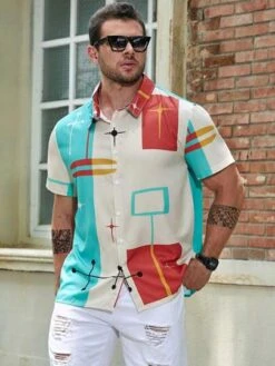 Men Plus Geo Print Shirt -Man Plus Fashion 1690887258a0f23d8f41ad94c9a150653ec9d4a5bb thumbnail 405x552