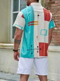 Men Plus Geo Print Shirt