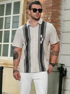 Manfinity Homme Men Plus Striped & Geo Print Shirt -Man Plus Fashion 1691049702a6d2537fc078a44763d91c34b56b8a28 thumbnail 405x552