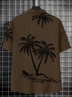 Men Plus Coconut Tree Print Shirt Without Tee