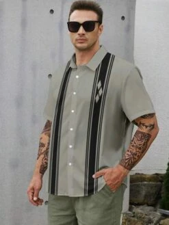 Manfinity Homme Men Plus Striped Print Shirt -Man Plus Fashion 16911997017af188627d5f848e88dc7e494cd2f053 thumbnail 405x552