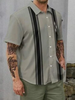 Manfinity Homme Men Plus Striped Print Shirt -Man Plus Fashion 1691199703fe97212dddec44b061ec38f1df60d1d7 thumbnail 405x552